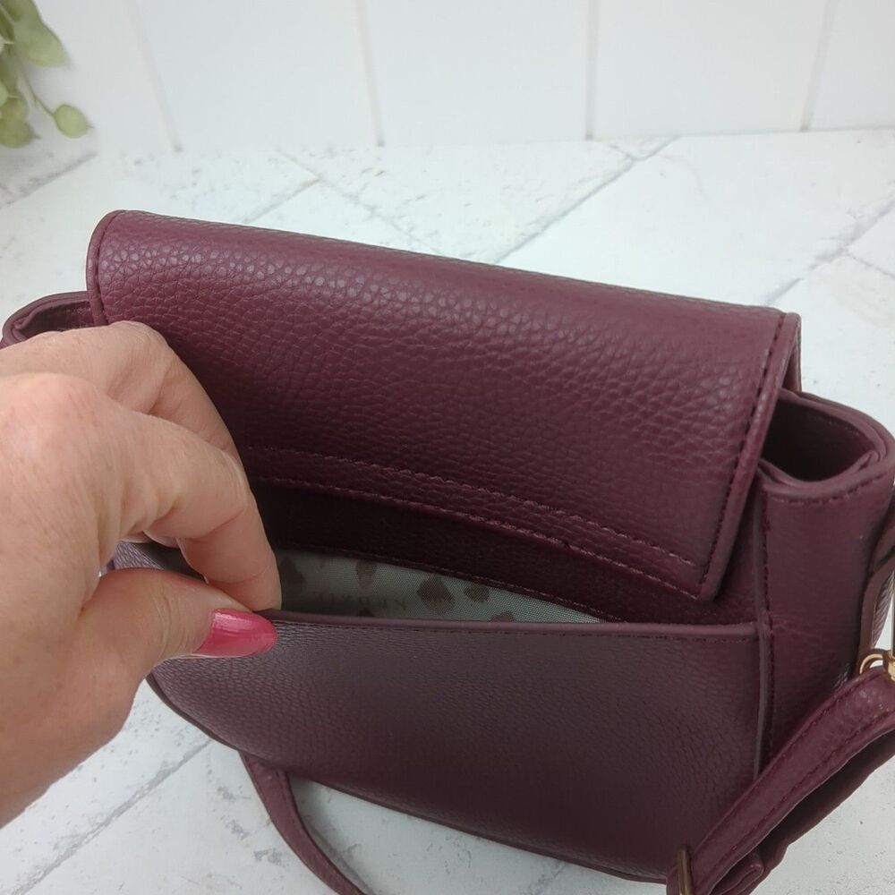 Kedzie Camden Mini Messenger Crossbody Bag Vegan Leather Purse Wine Burgundy - Picture 6 of 11